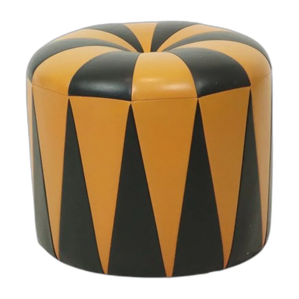 Runder Vintage Pouf aus Kunstleder, 1960er