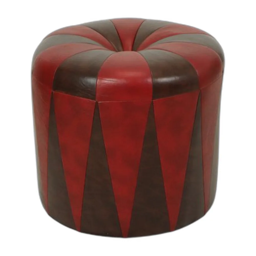 Runder Vintage Pouf aus zweifarbigem Skai, 1960er