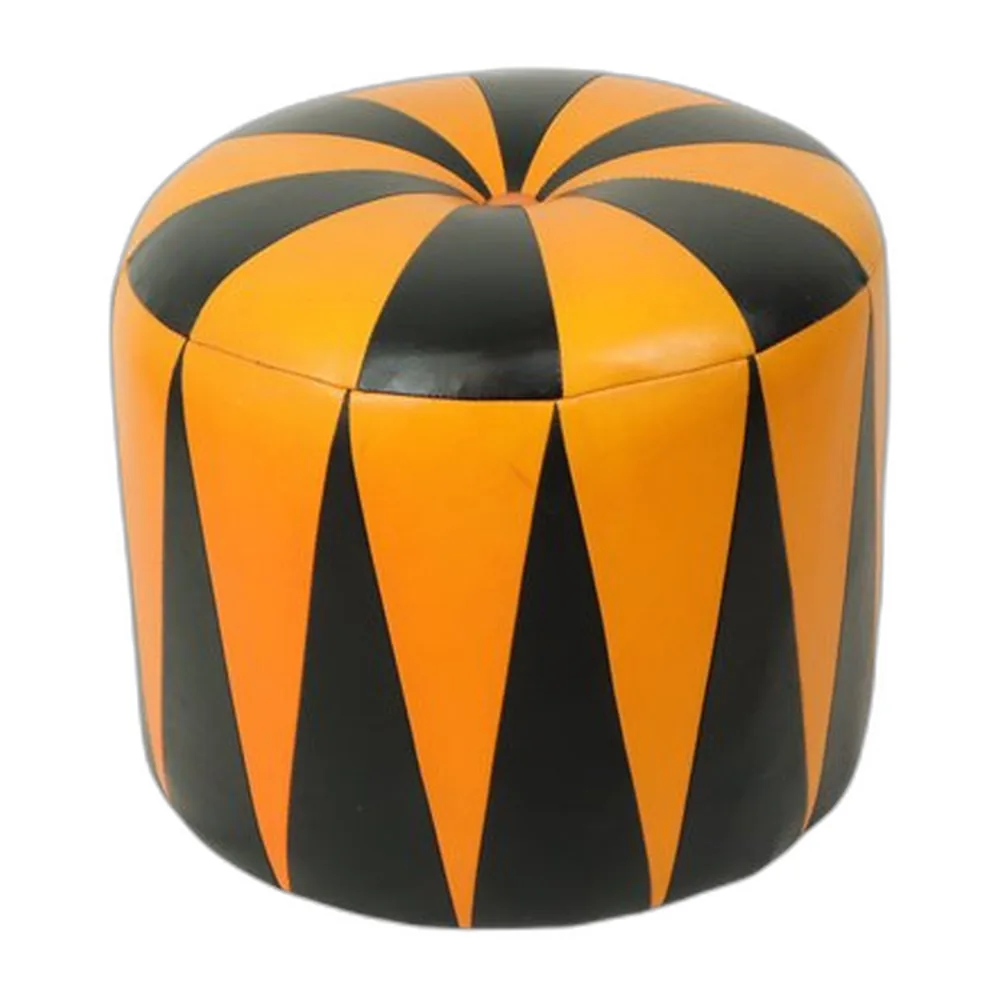 Runder Vintage Pouf aus zweifarbigem Skai, 1960er