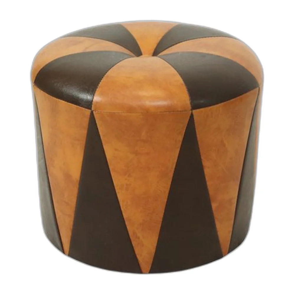 Runder Vintage Pouf aus zweifarbigem Skai, 1960er