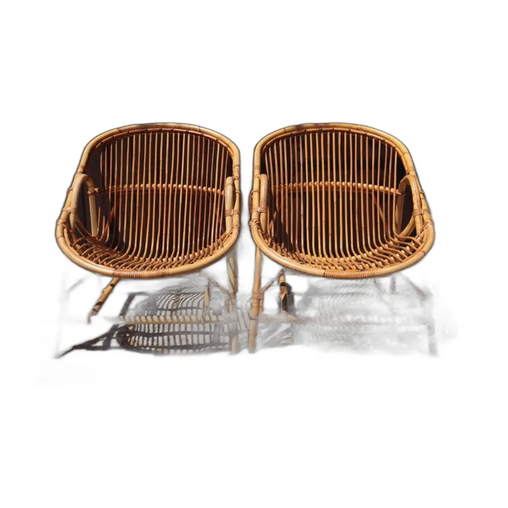 Set aus Rattan Sesseln von Audoux-Minet, 1950