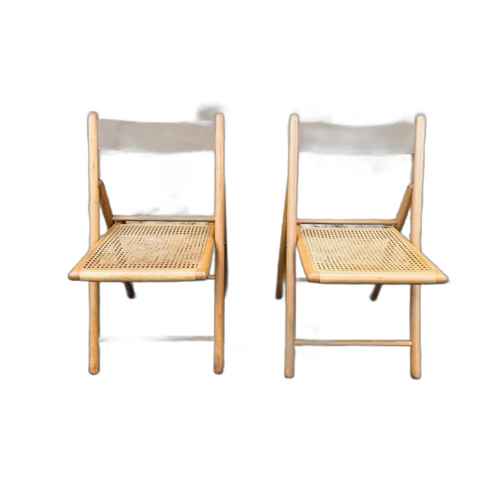 Vintage Habitat Klappstühle aus Schilfrohr & Rattan, 1980er, 2er Set