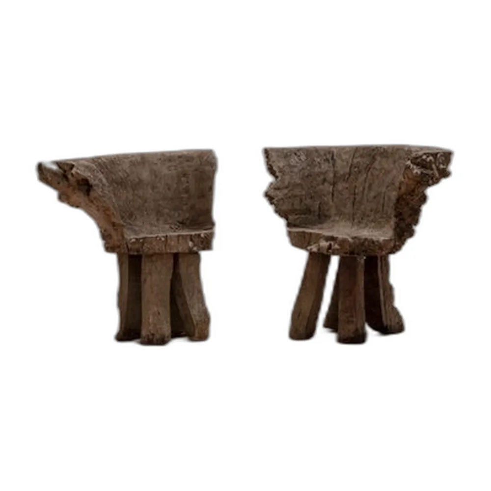 Skulpturale Vintage Beistellstühle aus Wurzelholz, 1970er, 2er Set