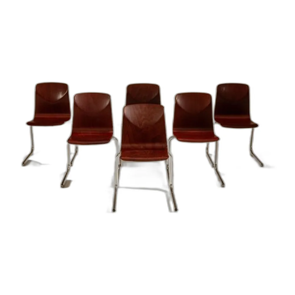 Stapelbare Stühle im Stil von Pagholz, 1960er, 6er Set