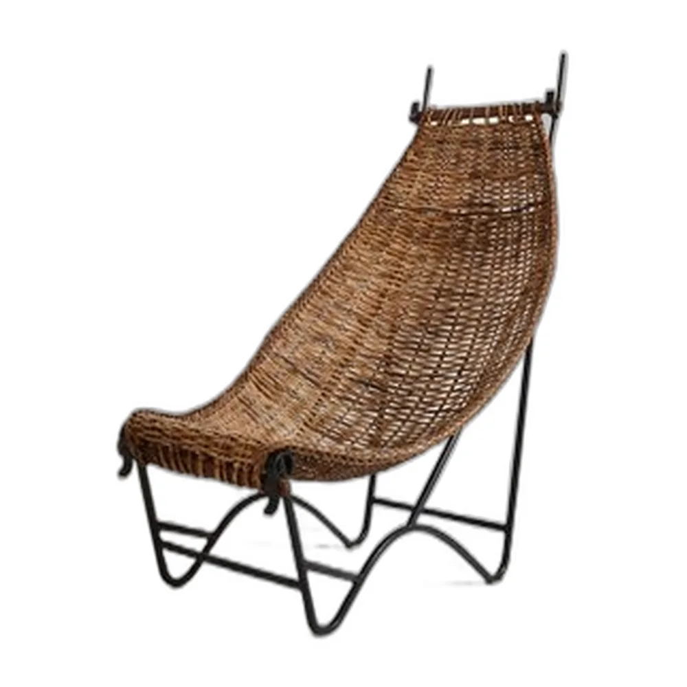 Stuhl aus Schmiedeeisen und Rattan, 1950er