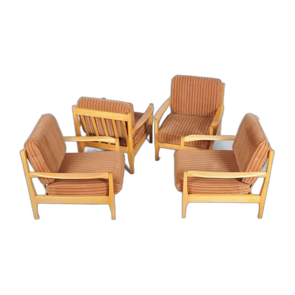 Tschechische Mid-Century Armlehnstühle, 1960er, 4er Set