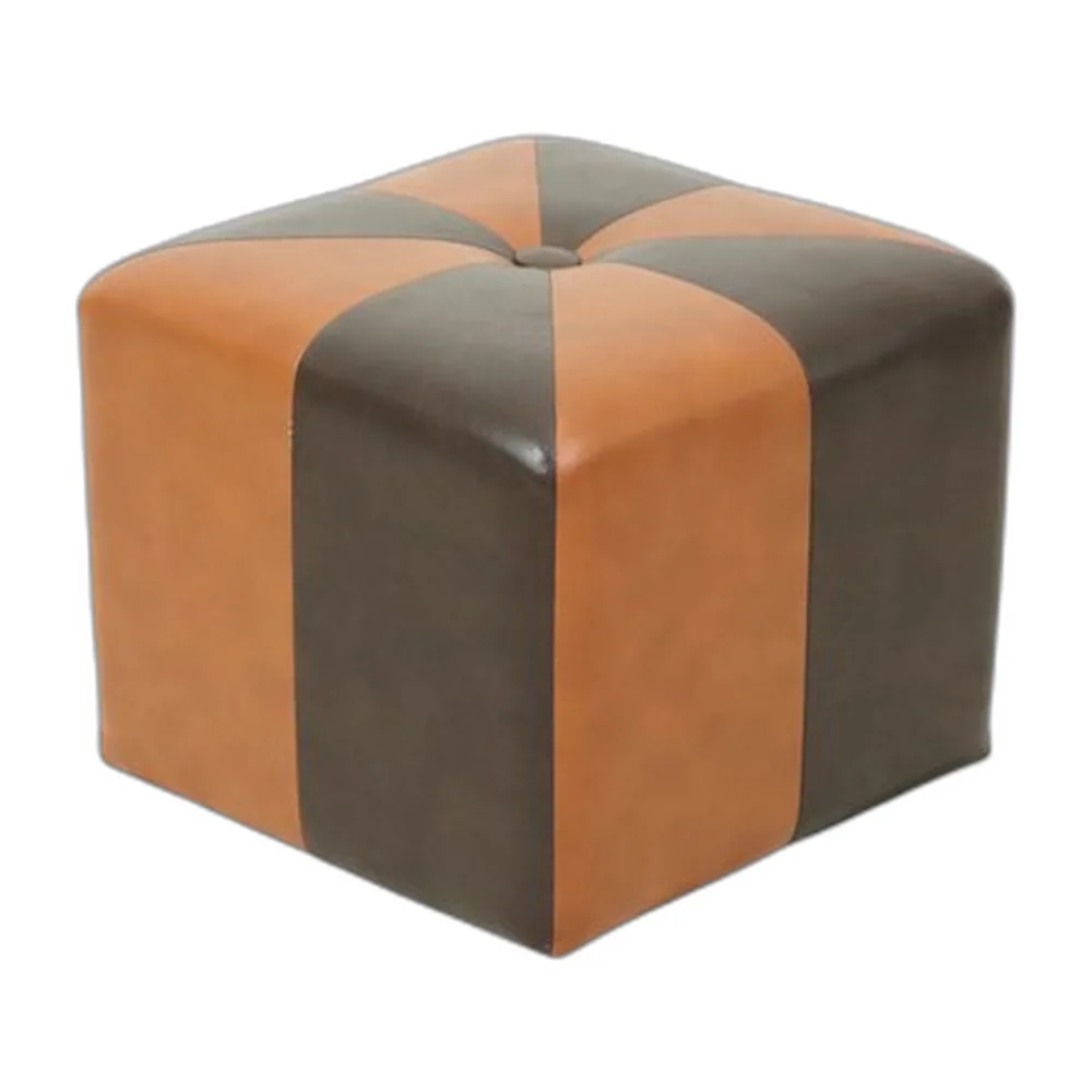 Viereckiger Vintage Pouf mit braunem Patchwork, 1960er