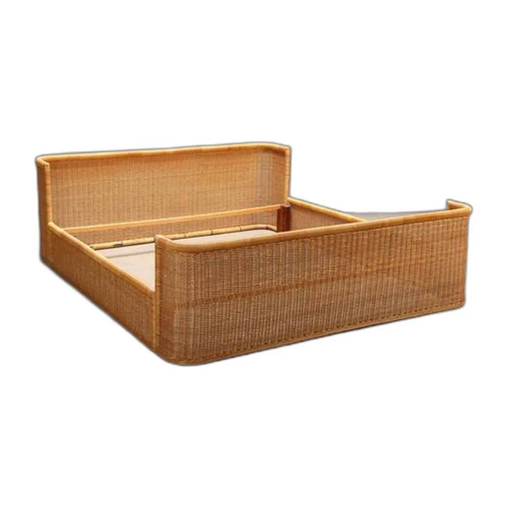 Vintage Bett aus Korbgeflecht, 1980er