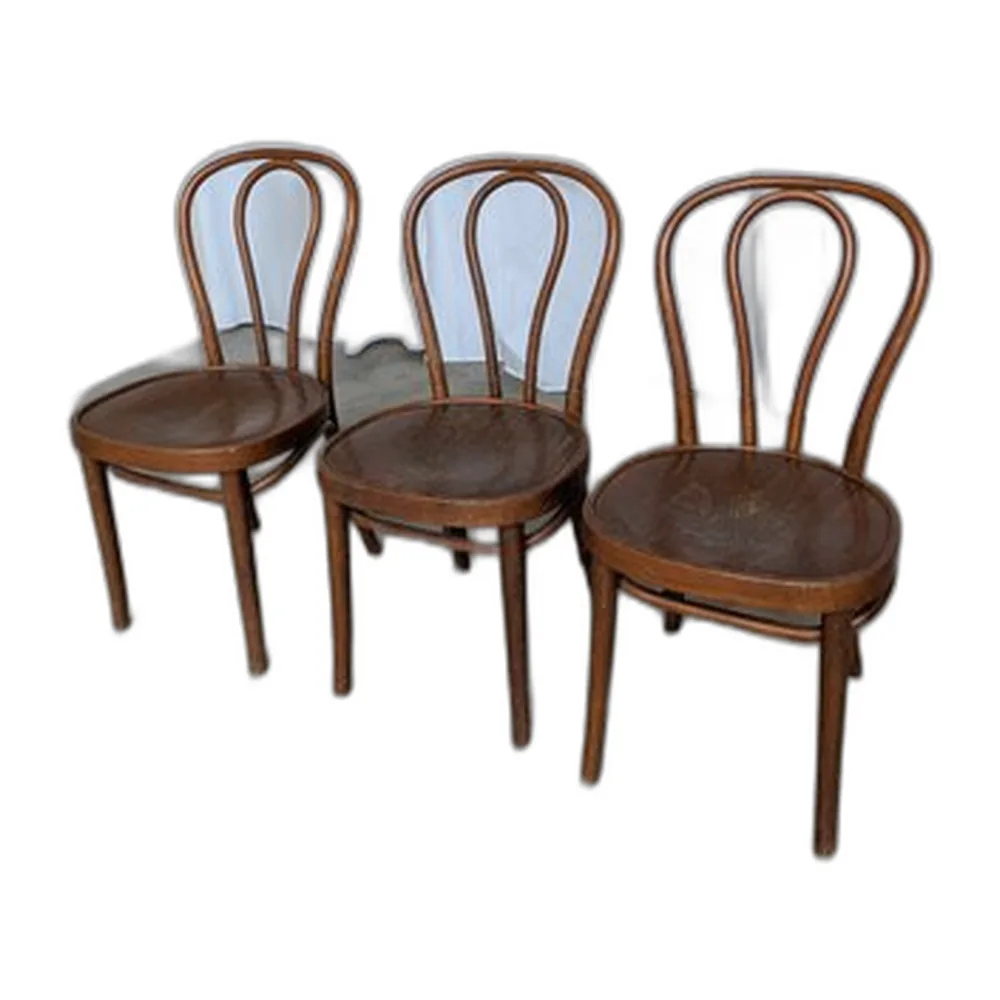 Vintage Farmhaus Esszimmerstühle aus geschnitztem Bugholz, 1970er, 3er Set