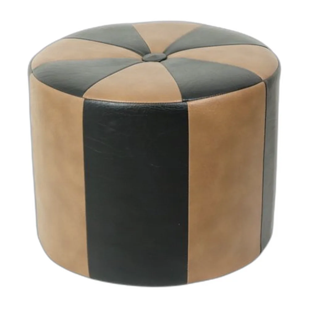 Vintage Fußhocker aus braunem 2-farbigem Skai, 1960er