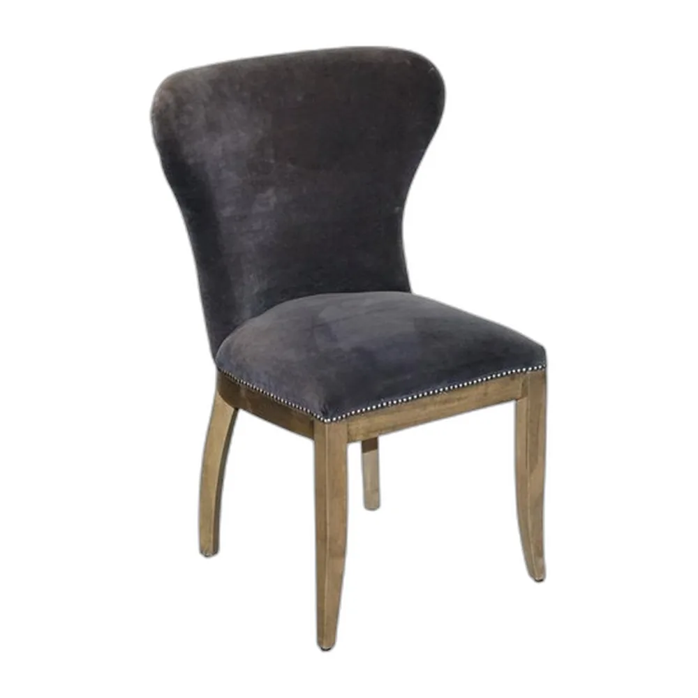 Vintage Richman Schreibtisch- oder Esszimmerstuhl aus marineblauem Samt mit Nieten von Halo