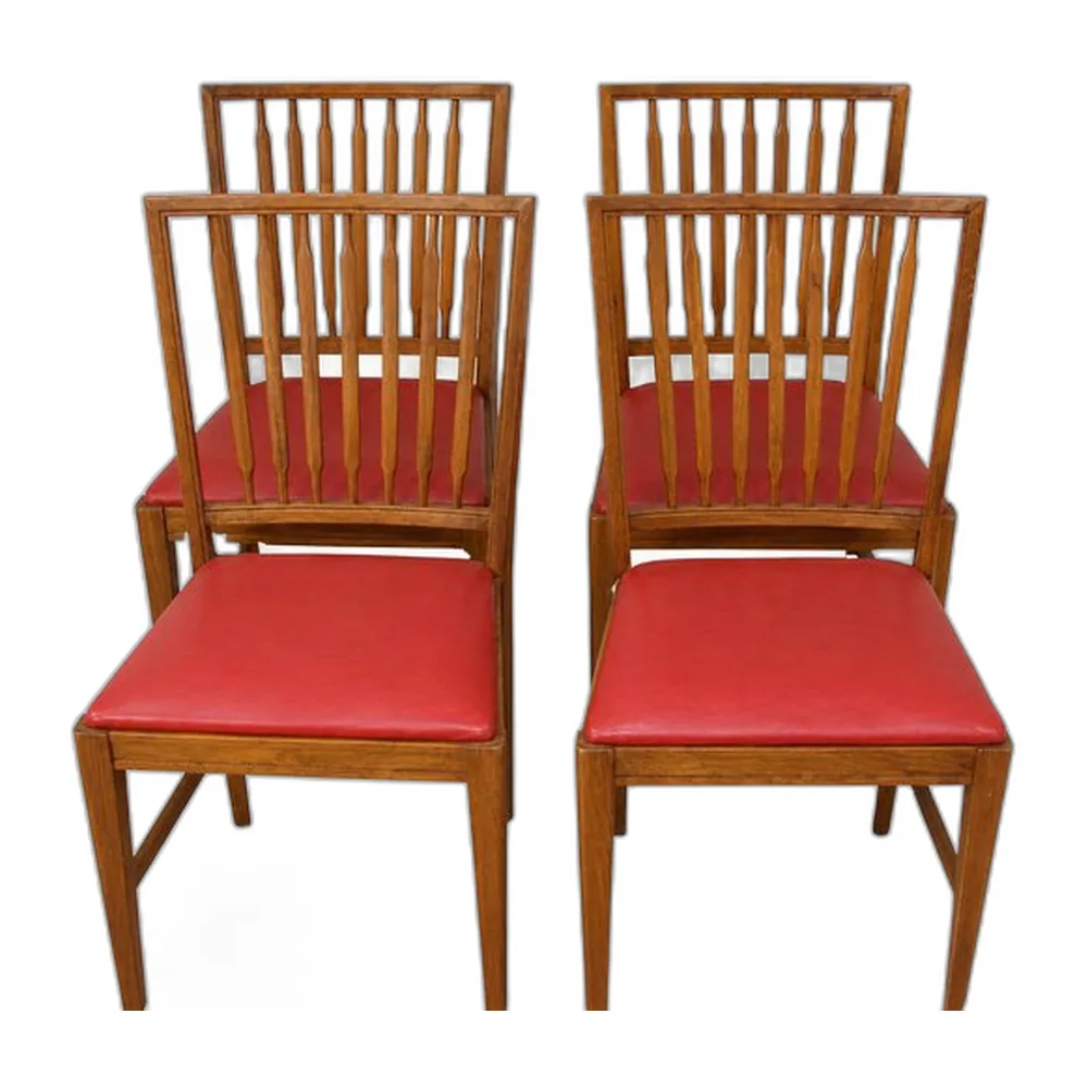 Vintage Stühle aus Eiche und ECO-Leder, 1960er, 4er Set