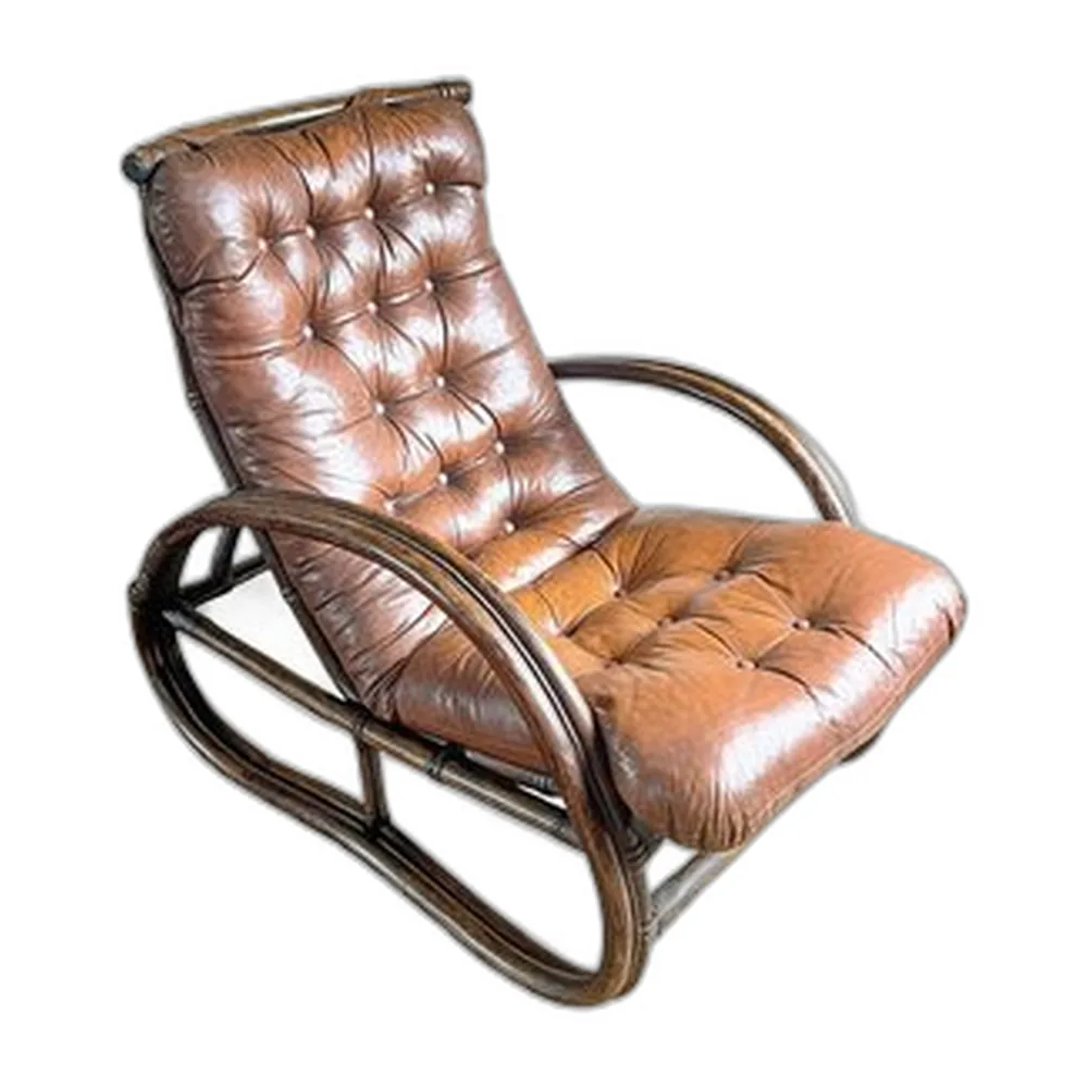 Vintage Stuhl aus Bambus & Leder, 1970er