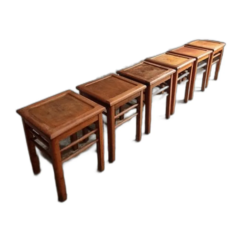 Vintage Werkstatthocker aus Buchenholz, 1930er, 6er Set