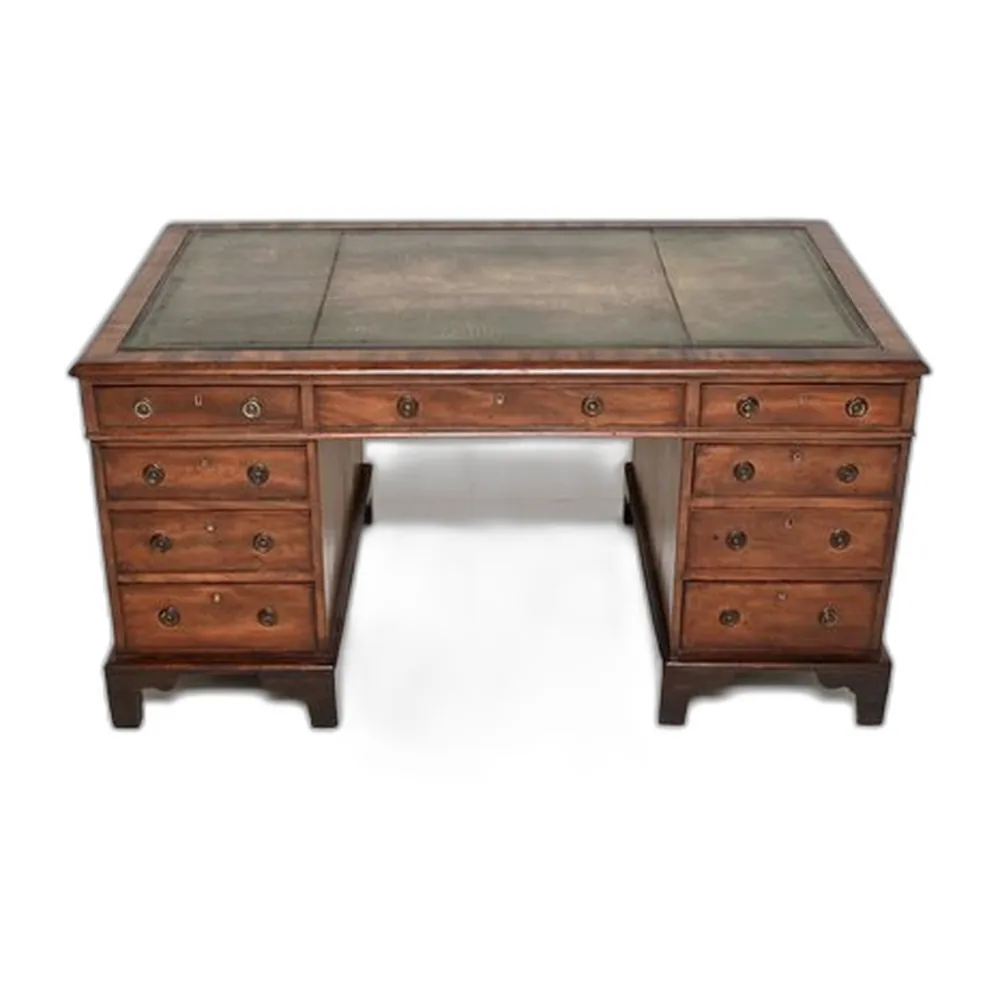 Antiker georgianischer Partner-Schreibtisch mit Lederauflage, 1790er