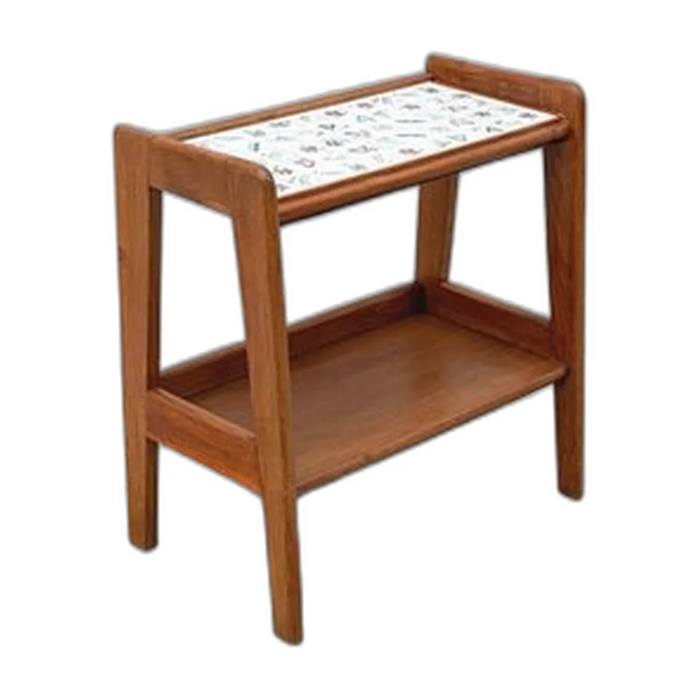 Beistelltisch aus Holz und Keramik, Frankreich, 1950