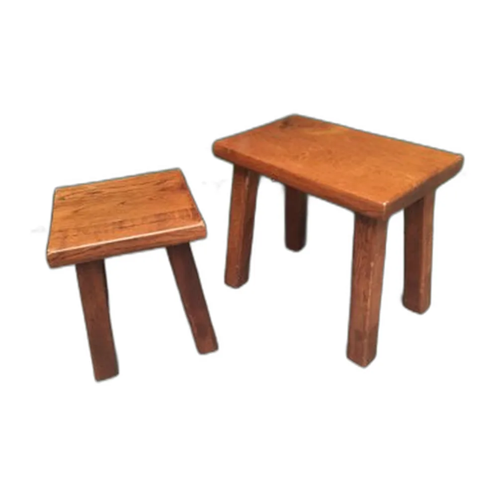 Brutalistische Vintage Beistelltische aus Eiche, 1970er, 2er Set