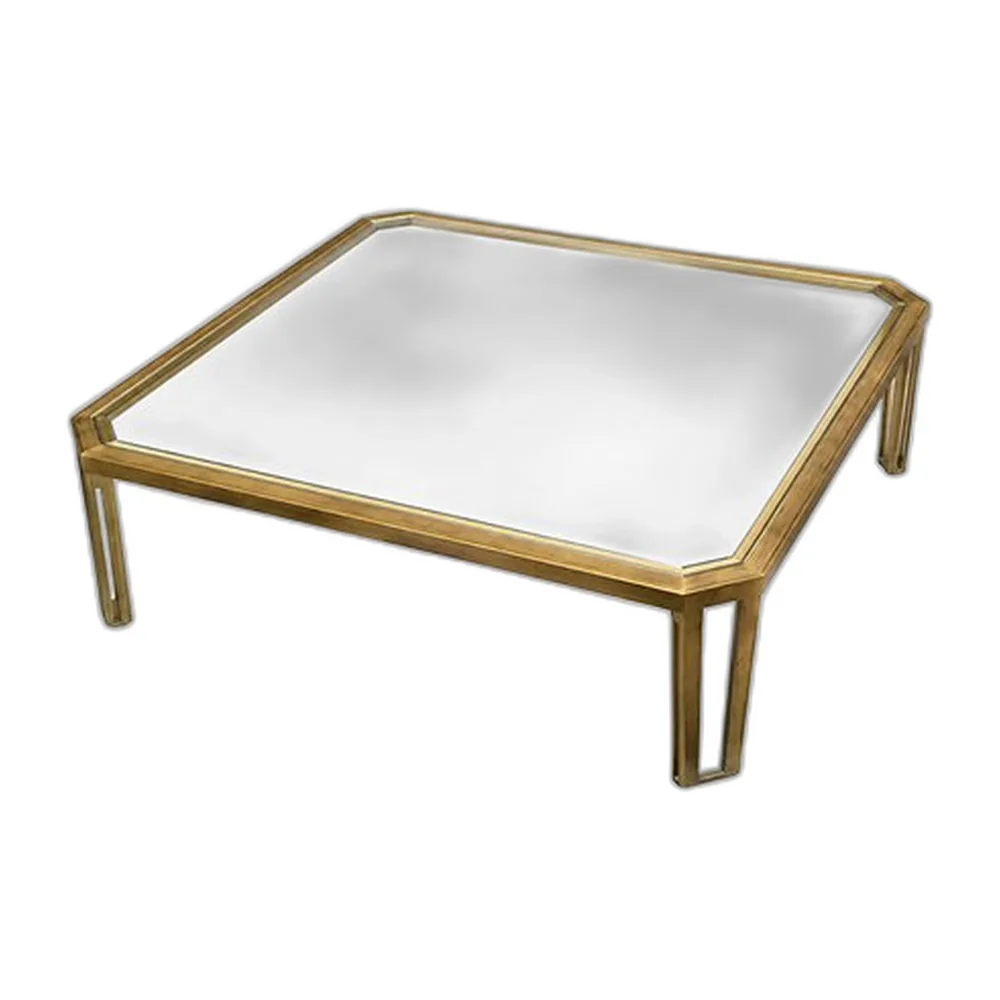 Couchtisch aus Messing & Glas, 1970er
