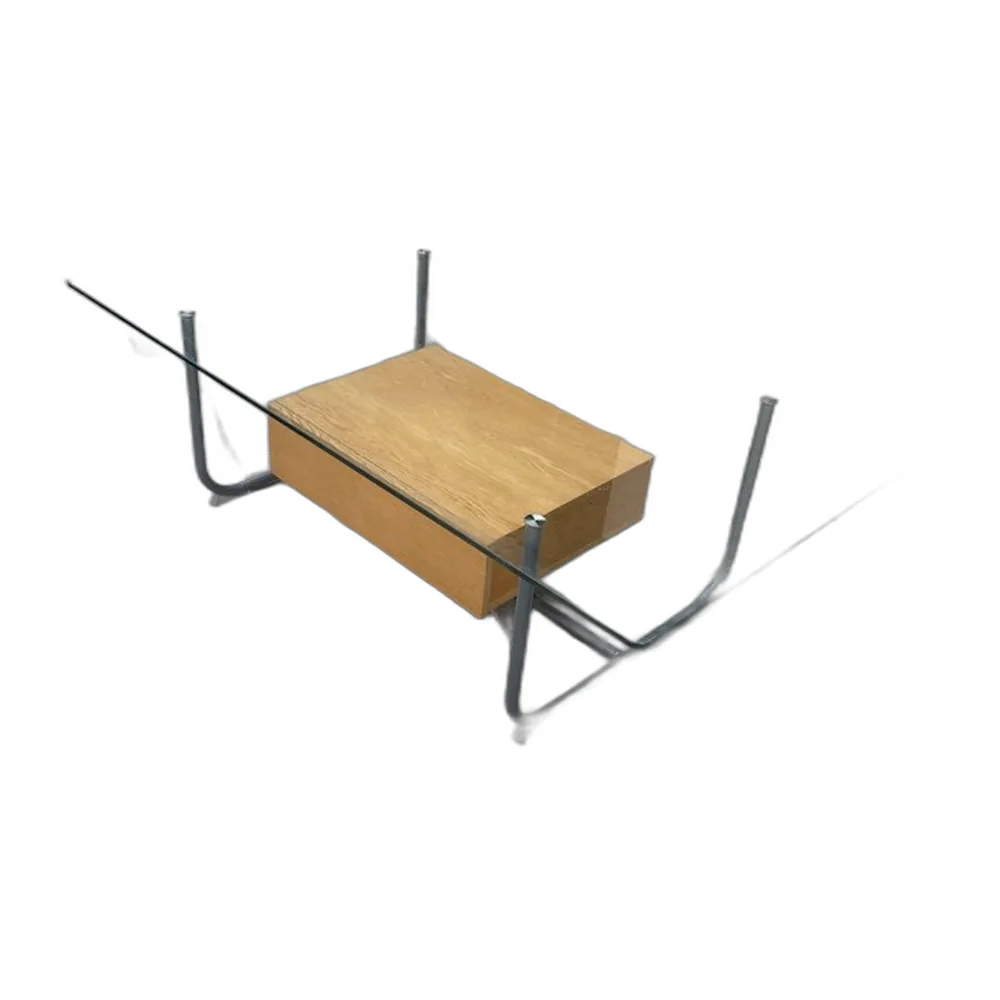 Couchtisch mit Holzgestell & Glasplatte von Ikea, 1990er