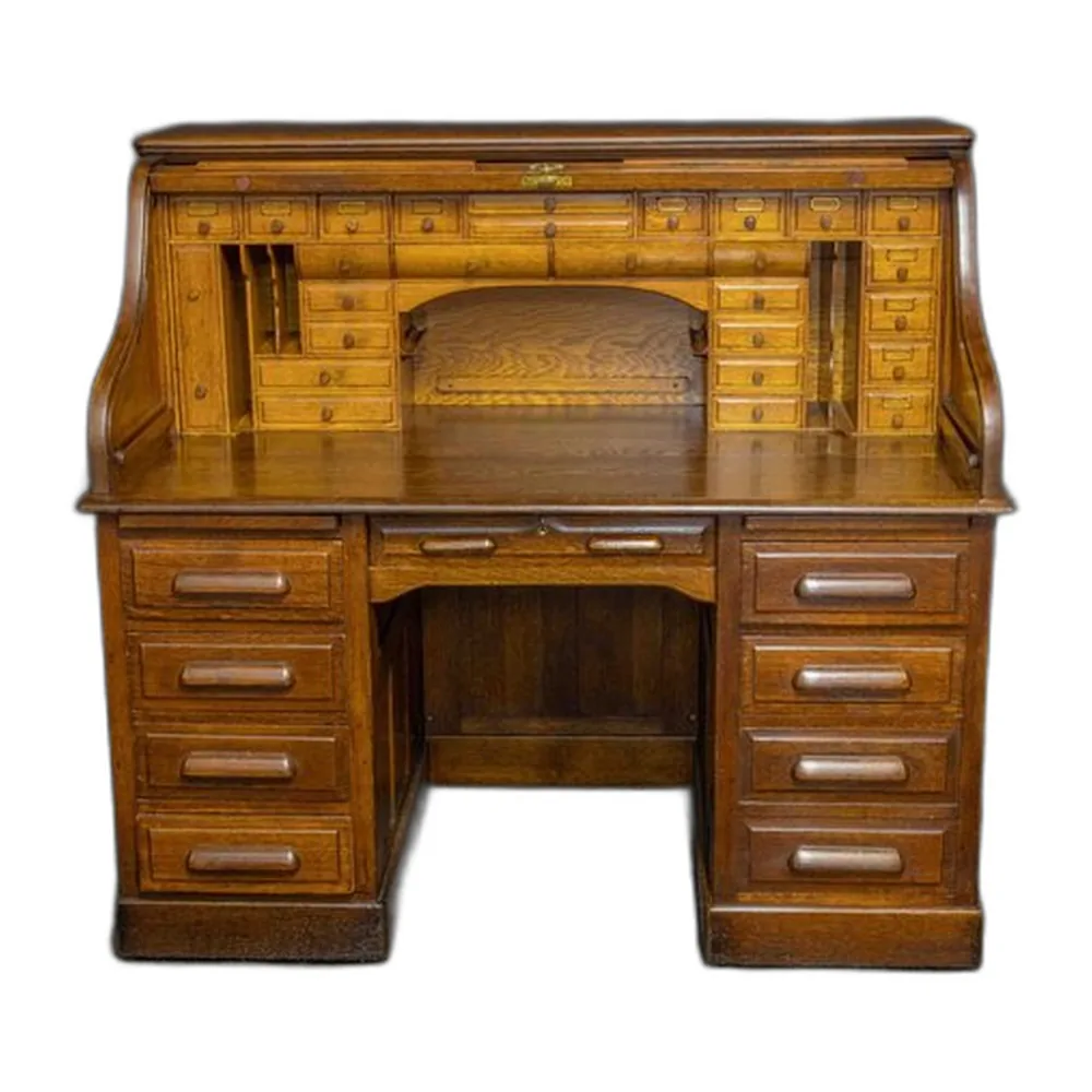 Edwardianischer Schreibtisch aus Eiche mit Tischplatte