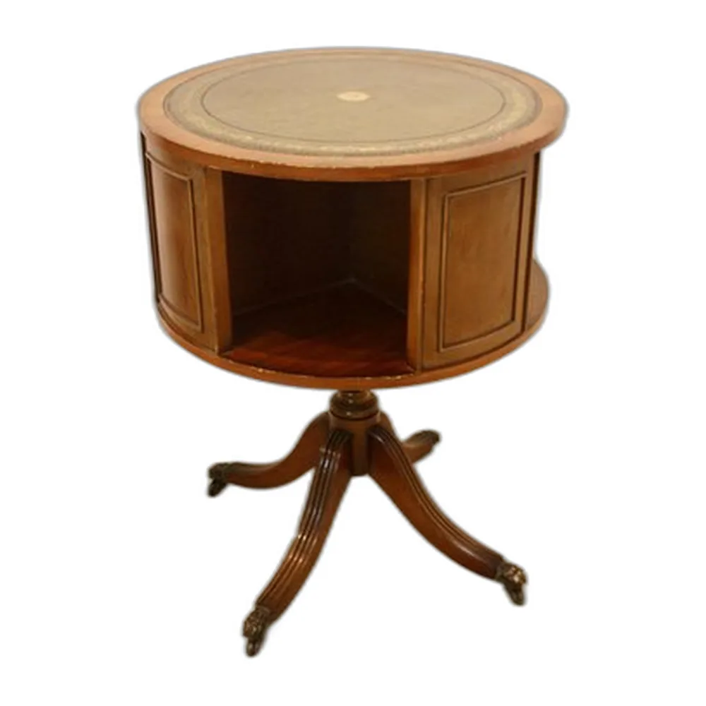 Englischer Regency Stil Trommel Tisch mit Lederplatte