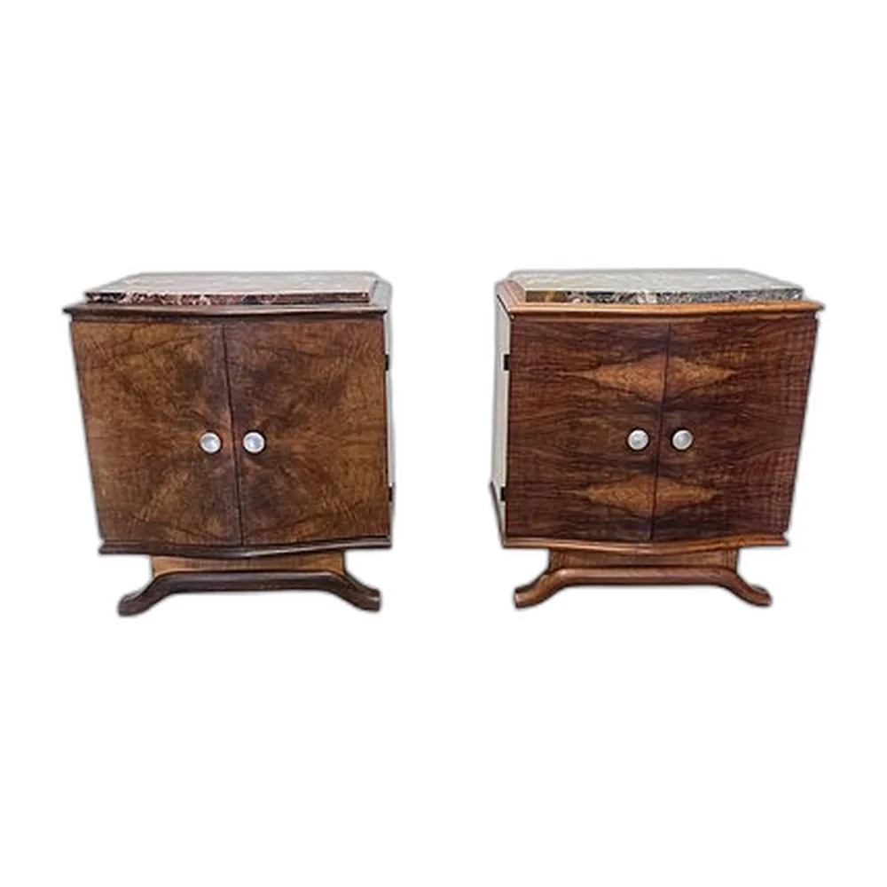 Französische Art Deco Nachttische, 1930er, 2er Set