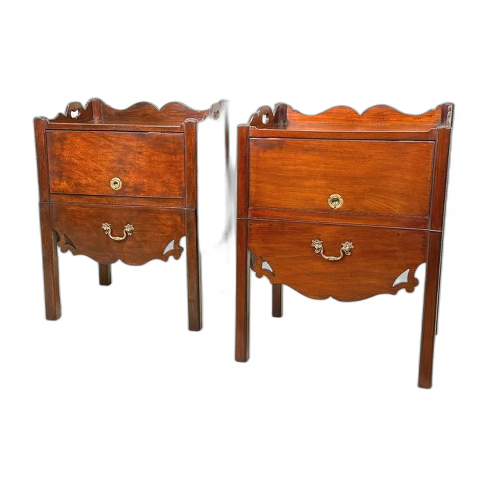 Georgische Nachttische aus Mahagoni, 1760, 2er Set
