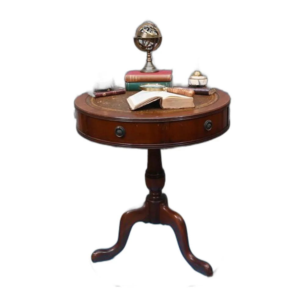 Georgischer Revival Trommeltisch mit Lederplatte, 1890er