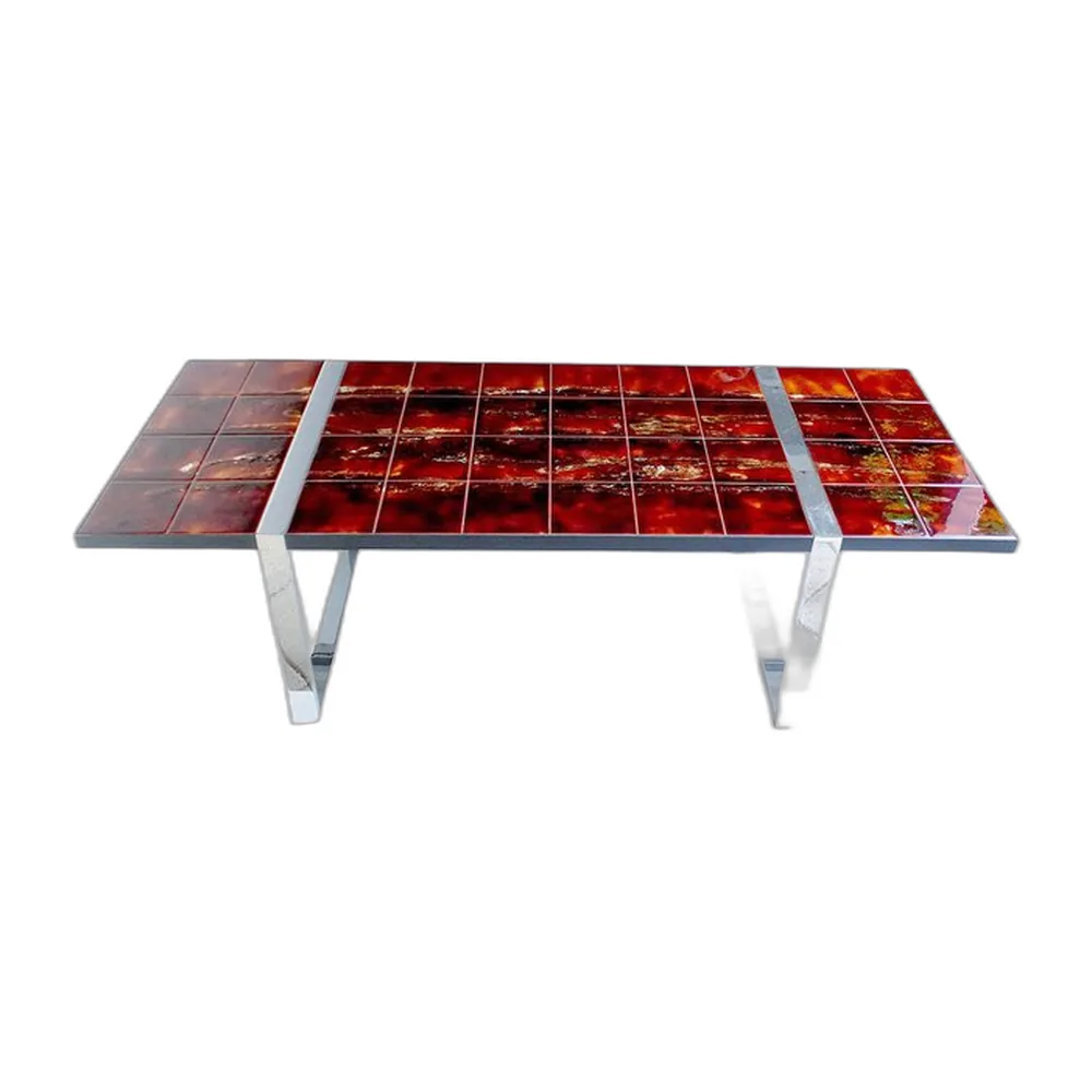 Großer Vintage Space Age Tisch mit Keramikfliesen von Belarti