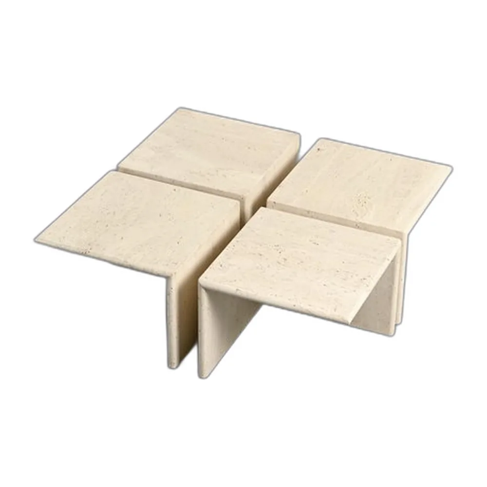 Italienische Couchtische aus Travertin, 1970er, 4er Set