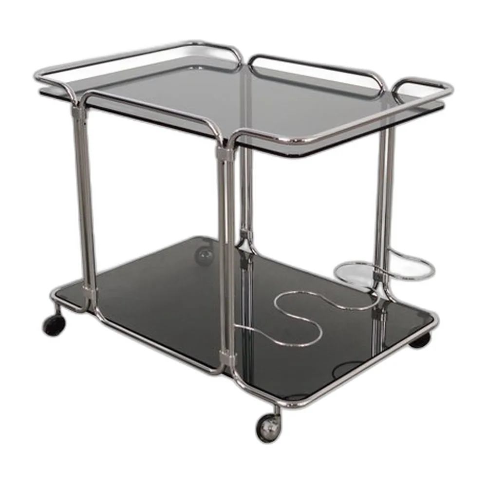 Italienischer Barschrank aus Glas auf Rollen, 1970er