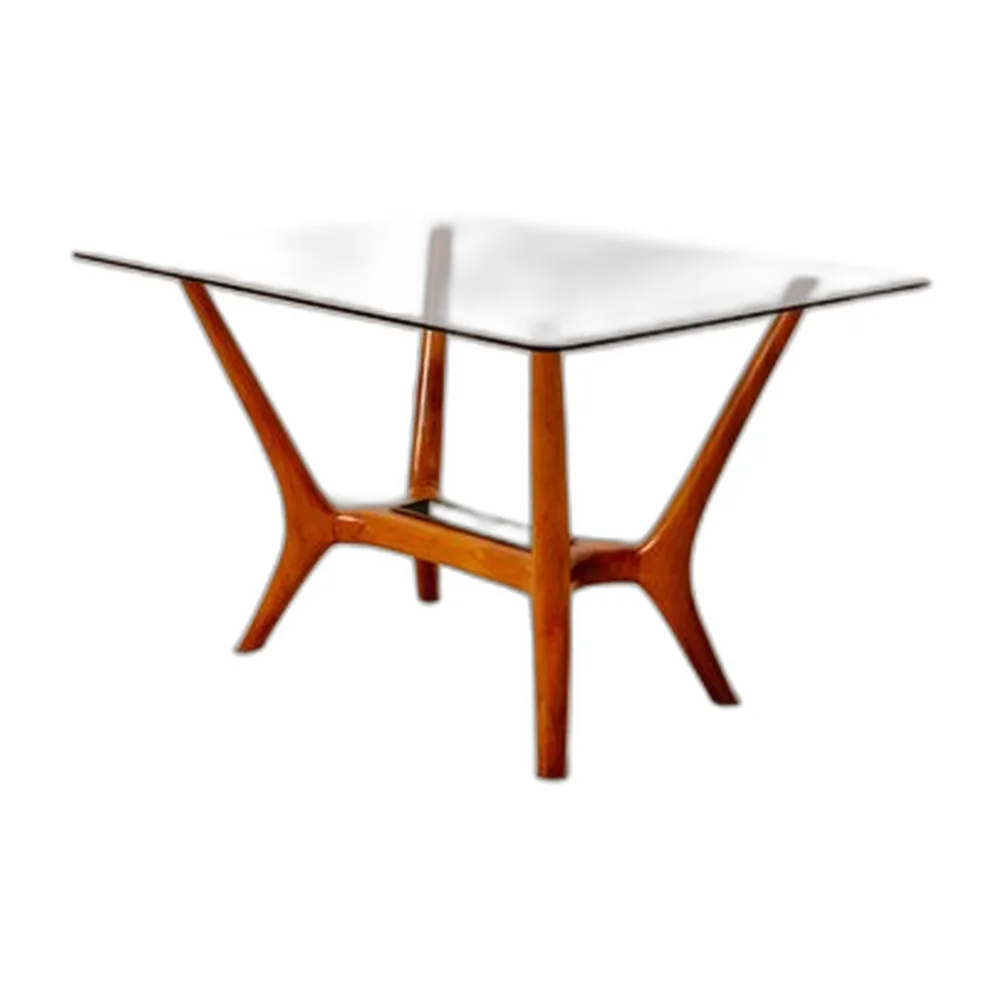 Italienischer Couchtisch mit Glasplatte, 1950er