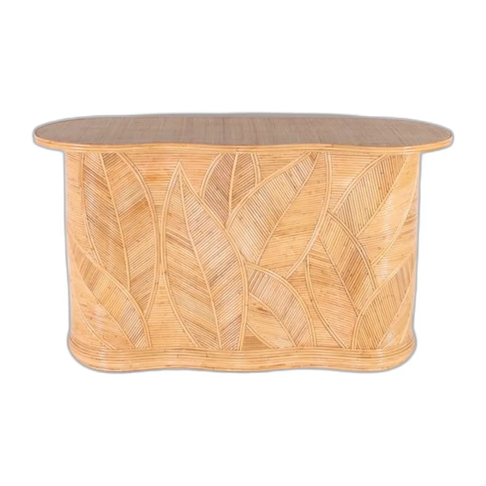 Konsolentisch aus Rattan in Blätter-Optik