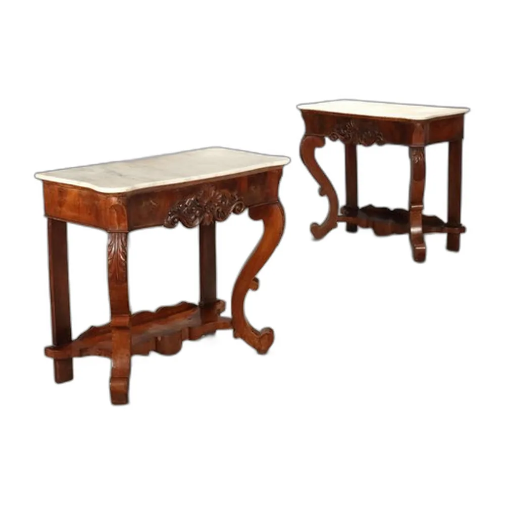 Louis Philippe Konsolentische aus Mahagoni, 2er Set