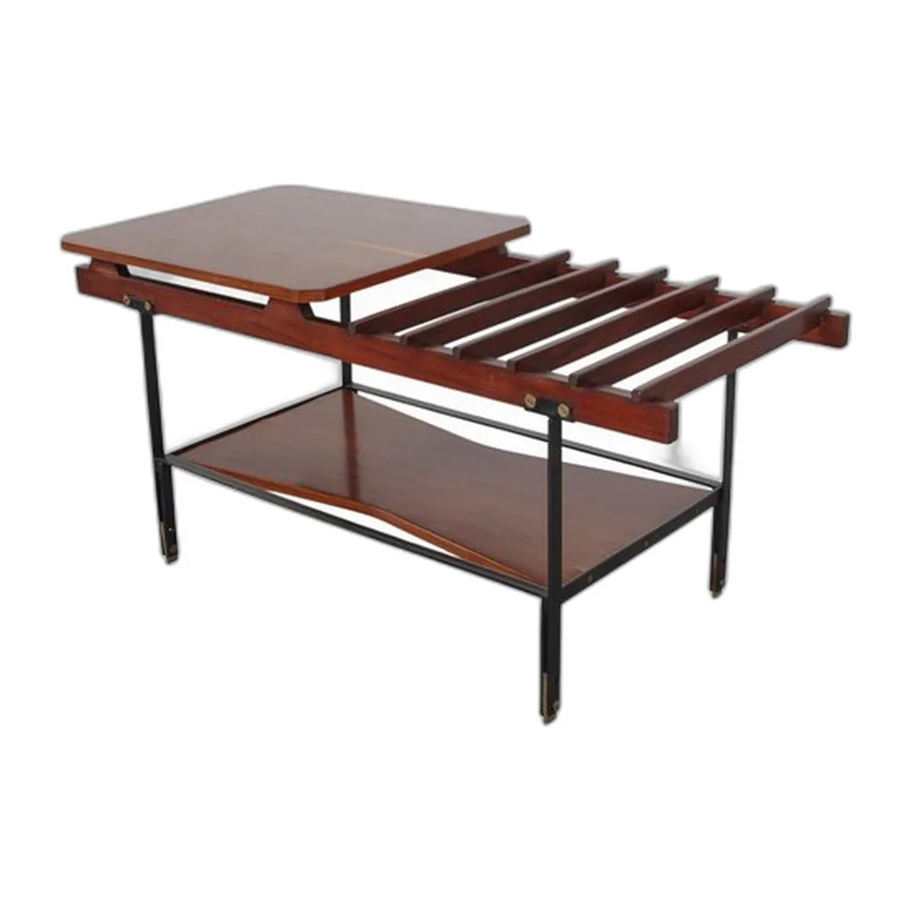 Mid-Century Couchtisch aus Eisen & Teak von Home Torino, 1960er