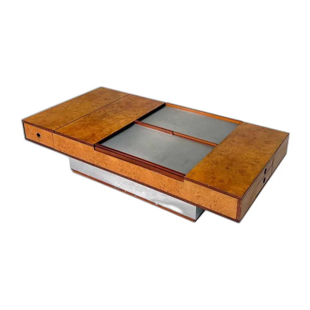 Mid-Century Couchtisch aus Wurzelholz & Metall, 1970er