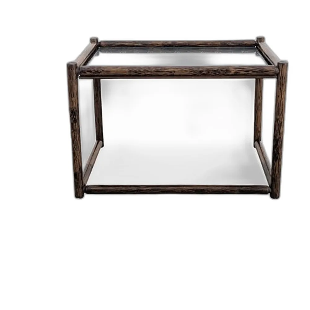 Mid-Century Modern Bambus Couchtisch mit Glasplatte