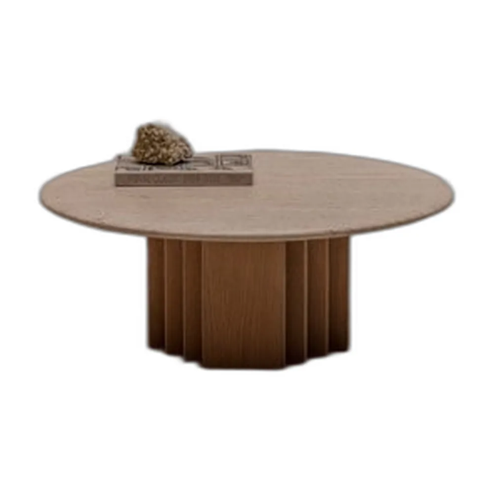 Mid-Century Modern Couchtisch aus Eiche & Travertin, 1970er