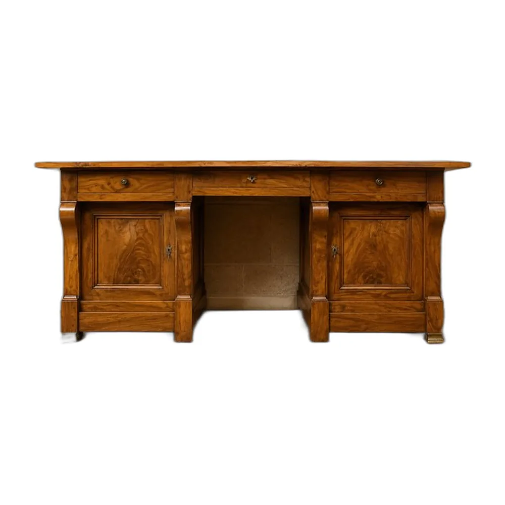 Mid-Empire Schreibtisch aus Nussholz, 19. Jh