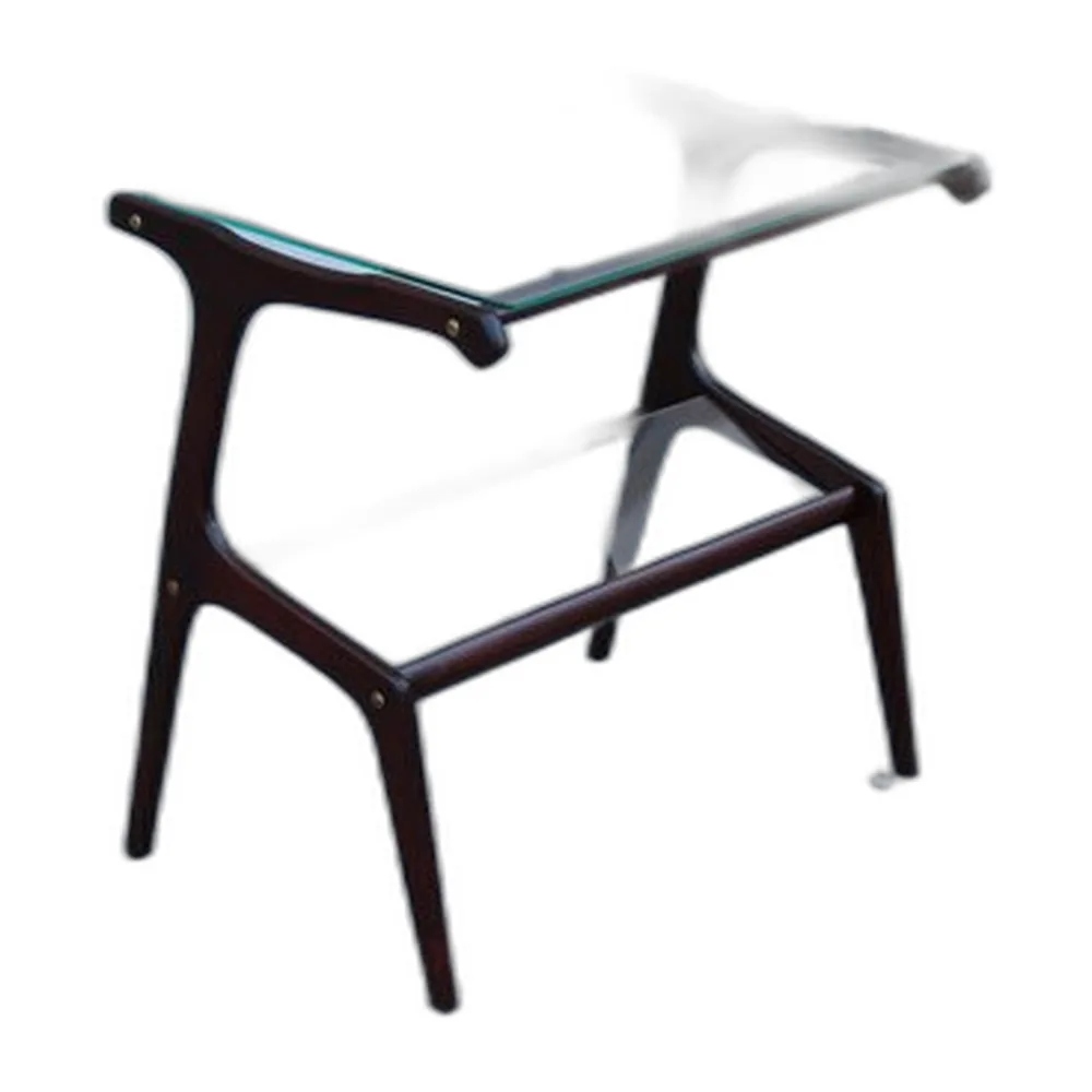 Minimalistischer Couchtisch aus Holz & Glas, 1950er