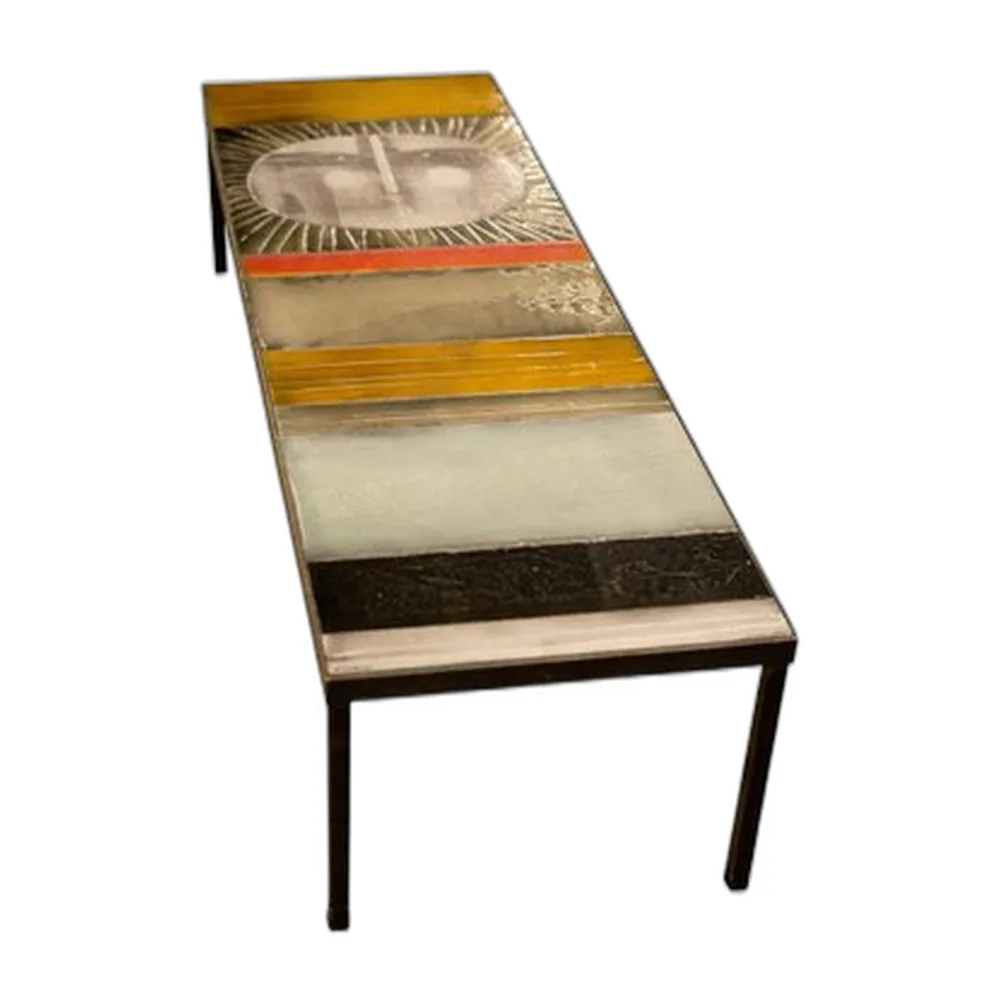 Rechteckiger Sun Couchtisch von Roger Capron, 1970