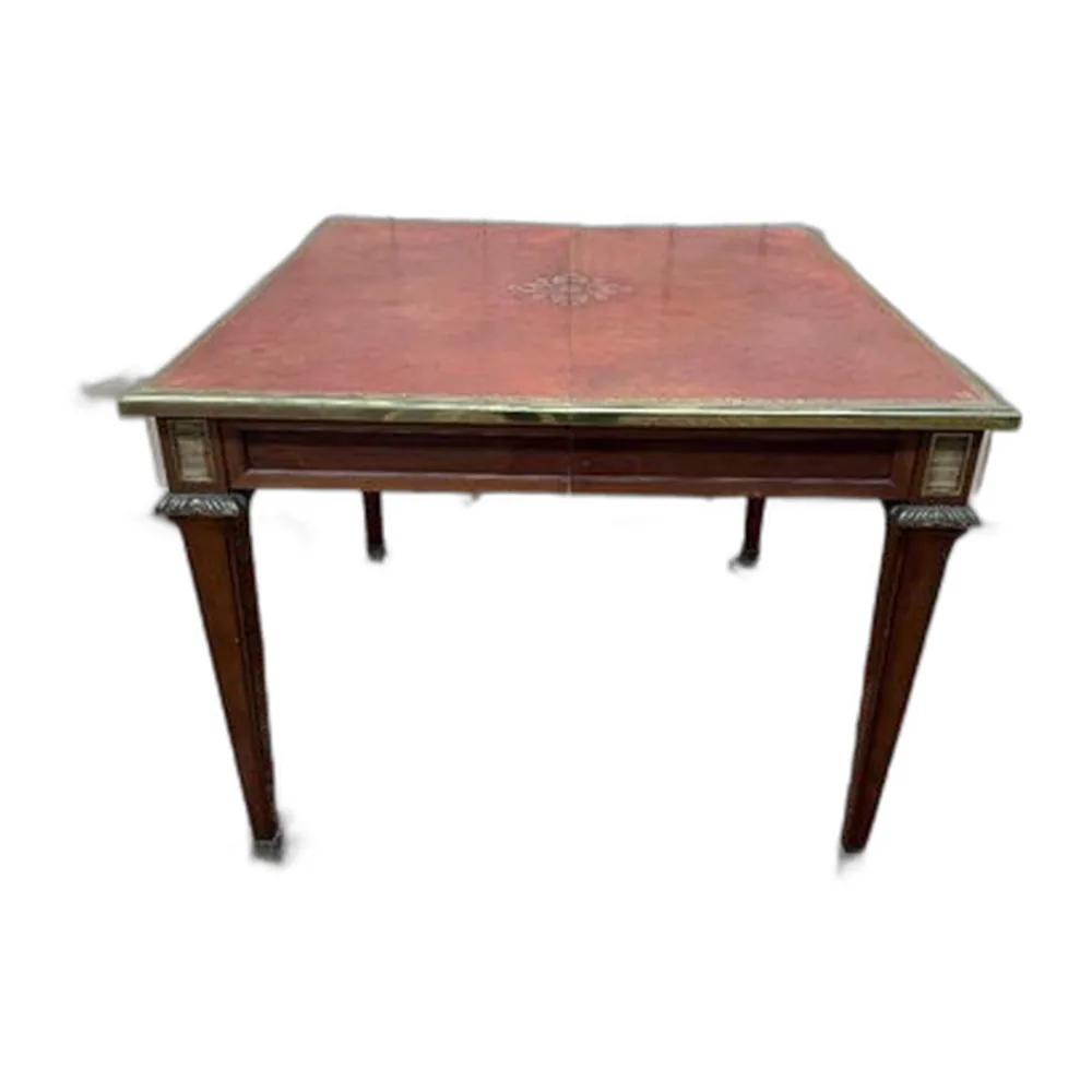 Viereckiger Tisch im Louis XVI Stil mit Lederplatte