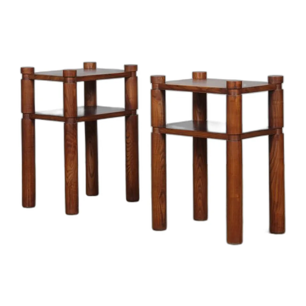 Vintage Nachttische aus Ulmenholz, 1950er, 2er Set