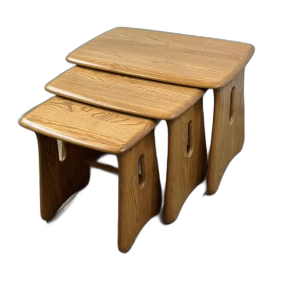 Vintage Satztische aus Ulmenholz von Ercol, 1980, 3er Set